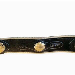 Harley Davidson boot ankle strap leather silver bar shield, buckle&end cap VTG
